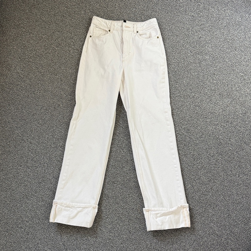 H&M Off-White Women's Straight-Leg Jeans